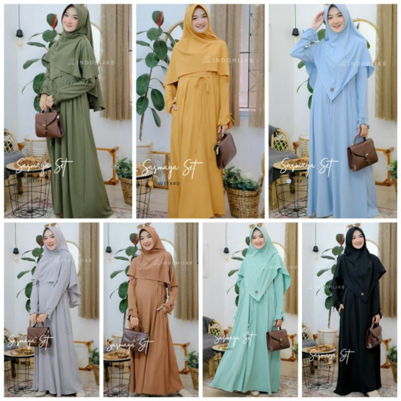 Sasmaya Set By IDB Moslem Wear Size XS - XXXL/ 14 Warna/ Ready stok