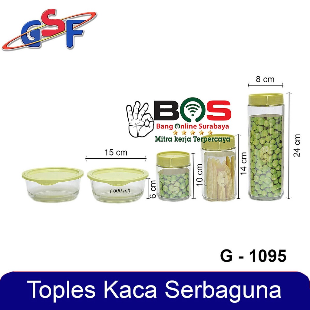 Toples Kaca Mangkok Kaca GSF-1095 GSF 1095 Berkualitas Bagus Set 5in1