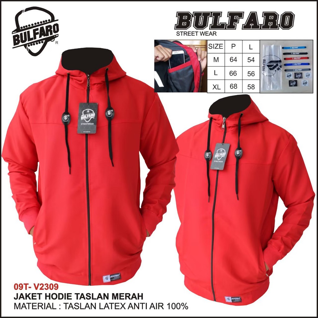 Jaket Hoodie Taslan Anti Air Original Bulfaro / Jaket outdoor waterproof 100%