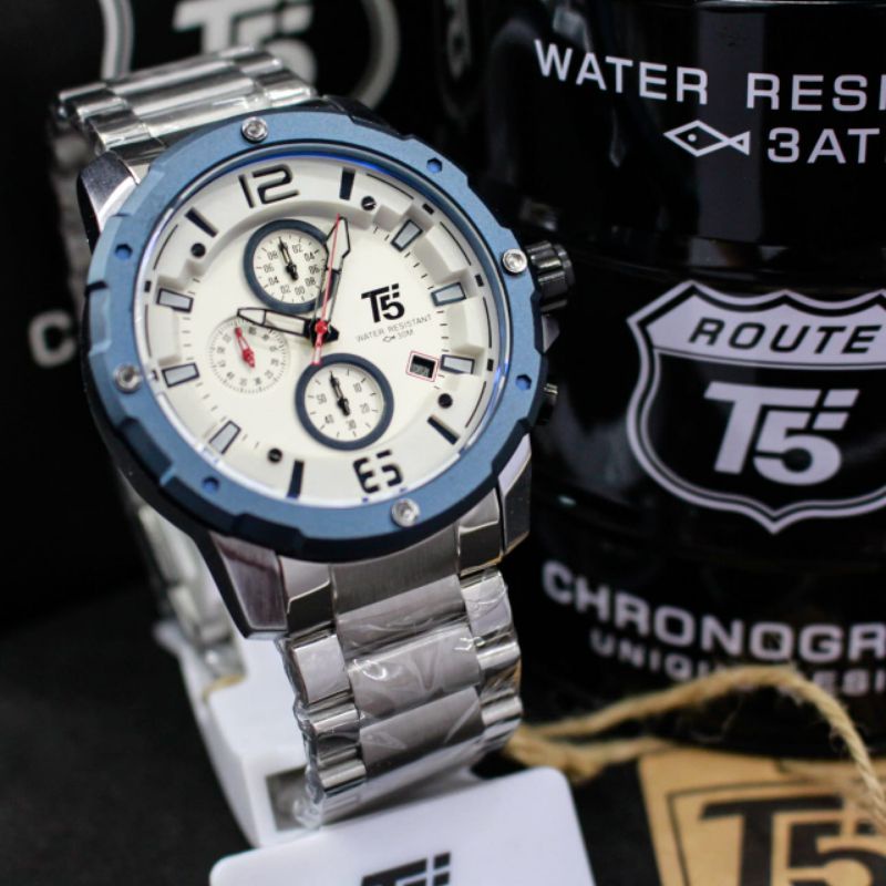 T5 H3589G cowok original chronograph bergaransi free tin box dan tas