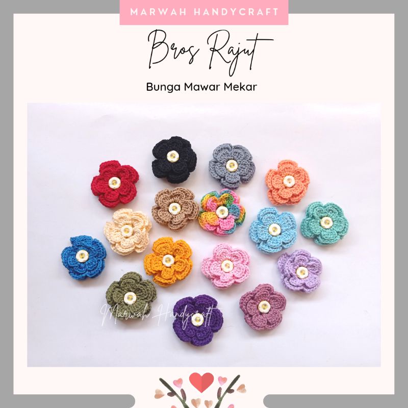 Bros Rajut Bunga Mawar Mekar