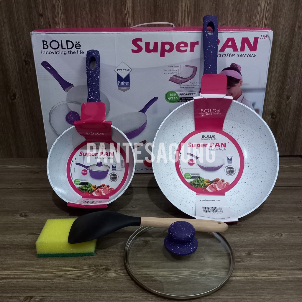 PANCI SET WAJAN BOLDE GRANITE SUPER PAN SET / 18CM / 24 CM ANTI LENGKET / TEFLON GRANITE AWET