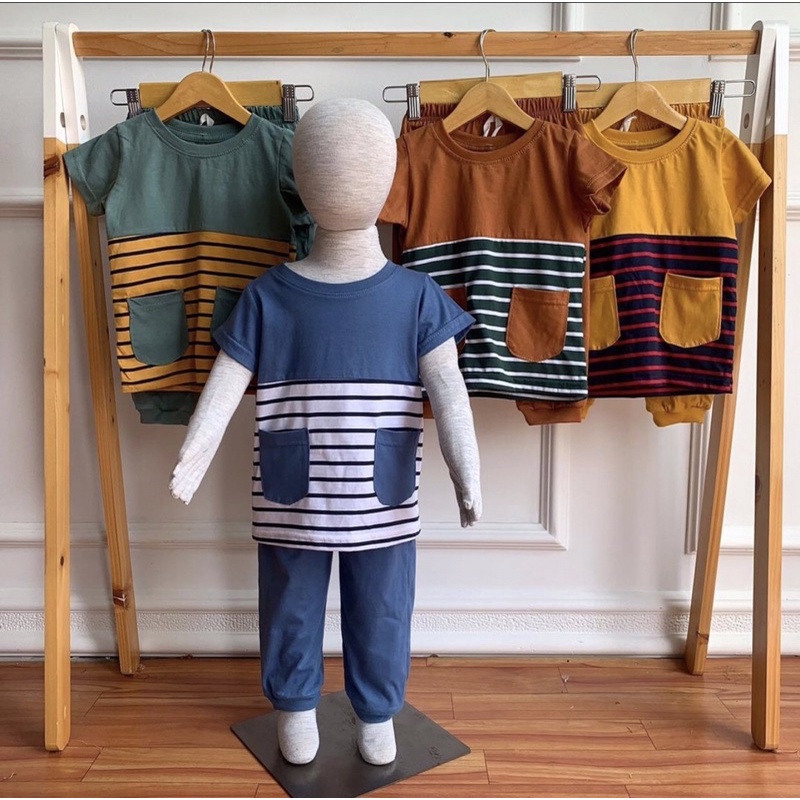 SETELAN ANAK UNISEX STRIPES HALF (1-10 TAHUN)