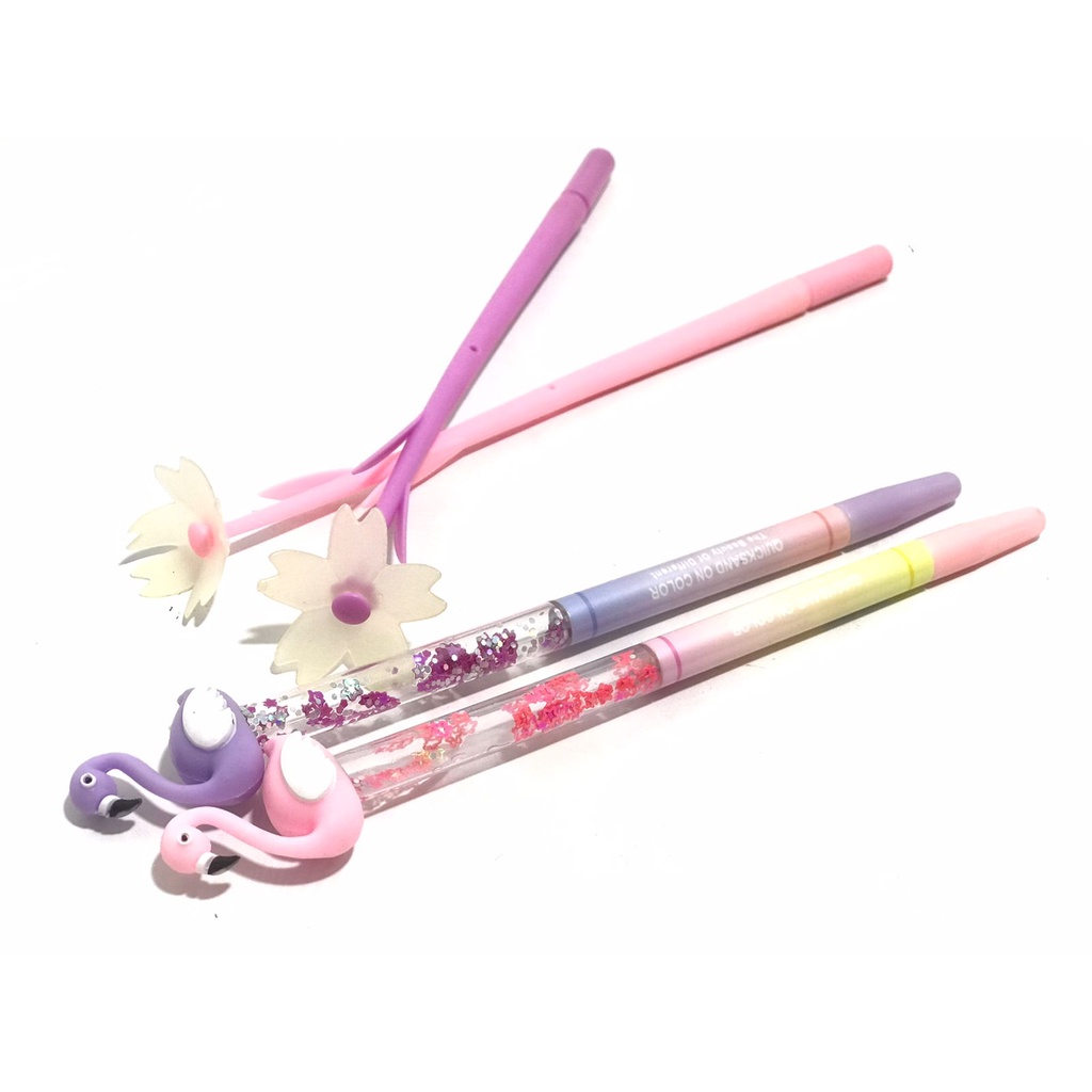 

( Ecer 1 pcs ) PEN GEL MOTIF MENARIK - FLAMINGGO / PEN FLOWER / PULPEN