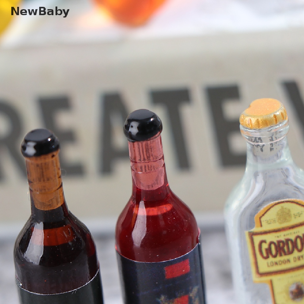 Newbaby 10Pcs / set Mainan Miniatur Botol Wine Bahan Resin Untuk Aksesoris Rumah Boneka 1 / 12