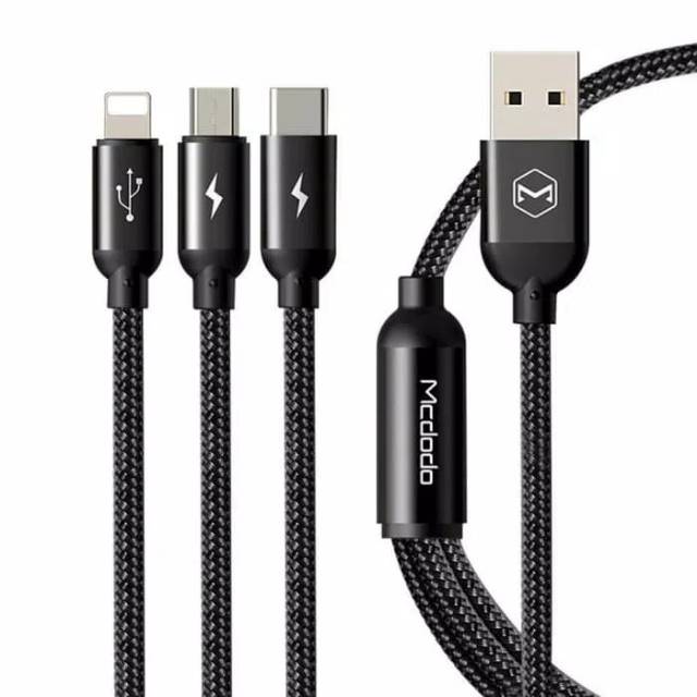 Mcdodo 3 in 1 cable kabel charging charger micro usb lightning Type-C