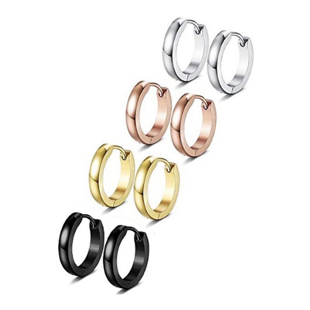 Needway  Fashion Hoop Earrings Gold color Ear Clip Earrings Women Circle Gift Mini Men Girls Small Hoop/Multicolor