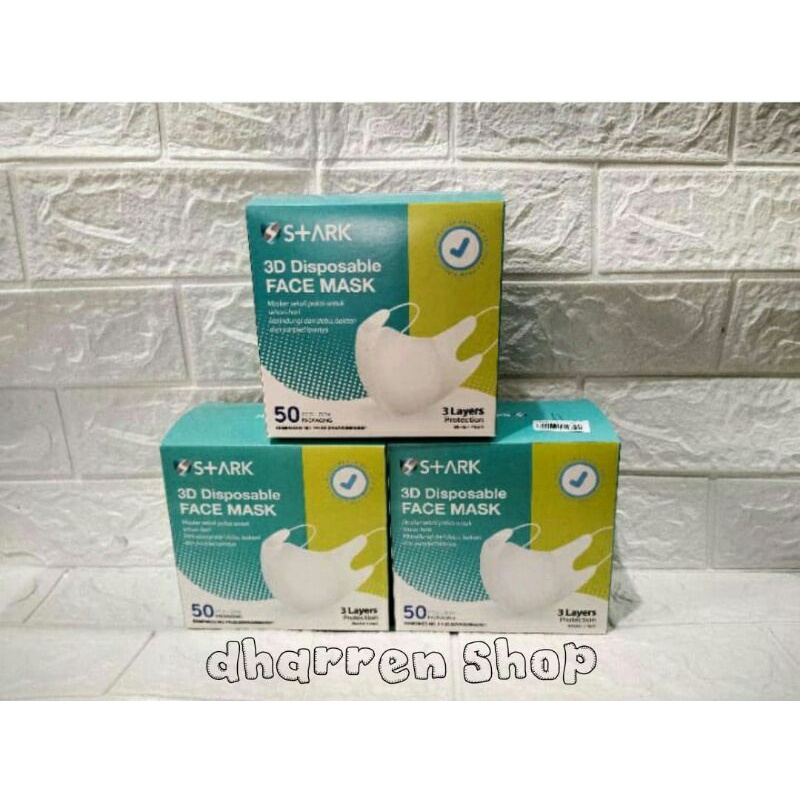 Masker Duckbill STARK Putih/Hitam Isi 50pcs/box