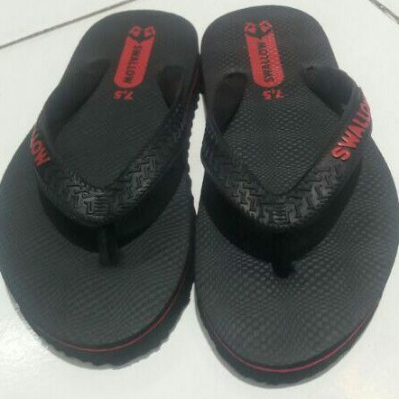 sandal karet swallo hitam ukuran tanggung size 7.5 - 8.5