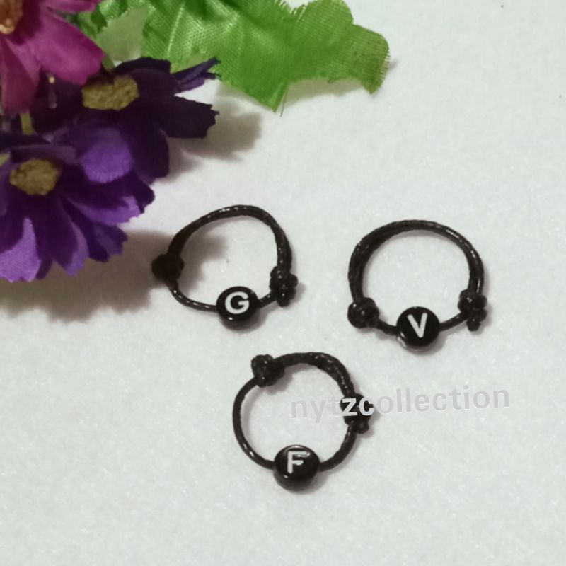 Cincin Huruf Cincin Inisial Cincin Huruf Bulat Tali Korea Waterproof