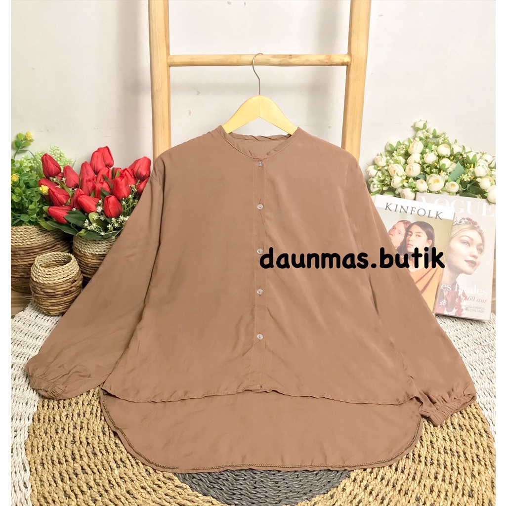 1KG MUAT 5PCS | LOISE BLOUSE BALONA RAYON JUMBO PINGUIN BLOUSE VISCOSE PREMIUM HITS OOTD SELEBGRAM-LOISE MOCCA