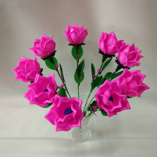 Bunga mawar Pink Mote Melamin Akrilik