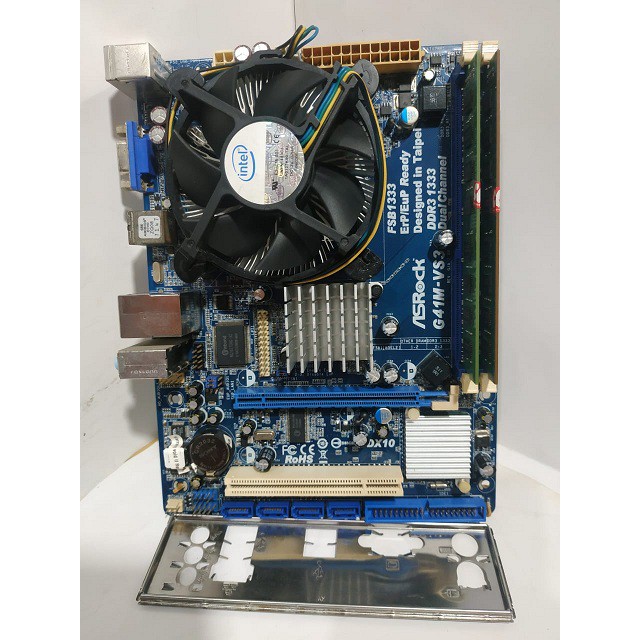 PAKET MOBO G41 DDR3 + CORE2DUO + FAN + RAM 4Gb