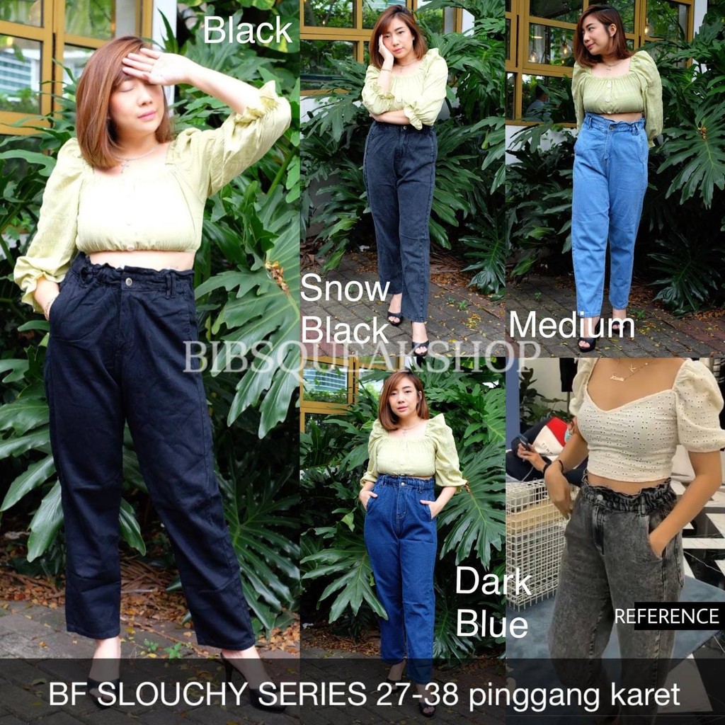 CELANA JEANS WANITA BF SLOUCHY SZ 27-38 karet