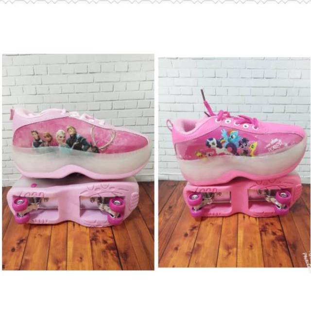  Sepatu  roda  4 anak cewe frozen  LOL pink  impor murah promo 