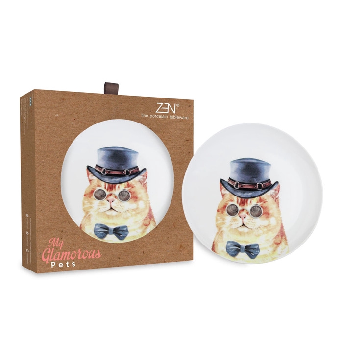 ZEN Piring Keramik My Glamorous Pet-Classy British 2 PCS & Gift Box