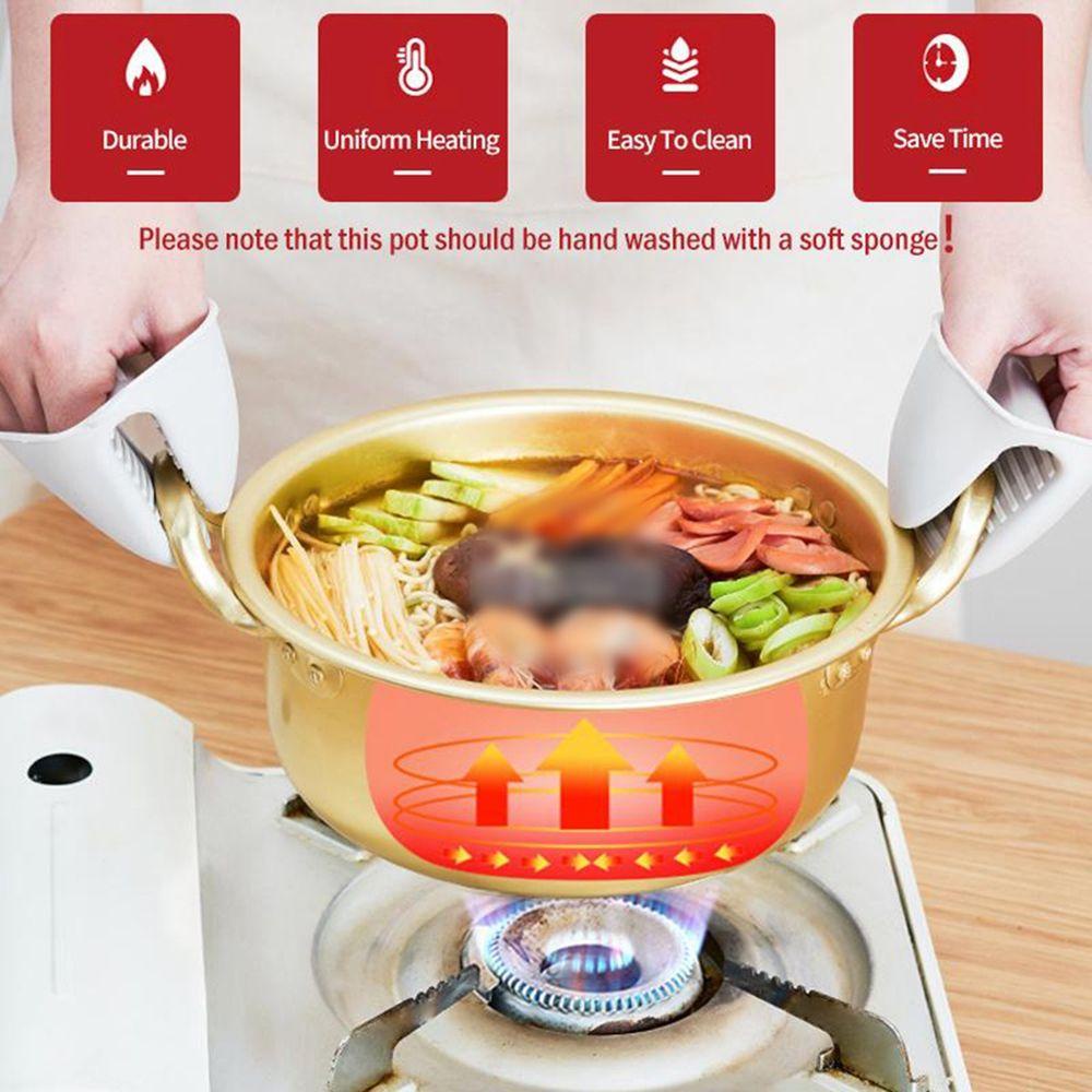 NICKOLAS1 Panci Ramen Mie Kecil Susu Telur Sup Dengan Tutup Aluminium Fast Golden Soup Pot