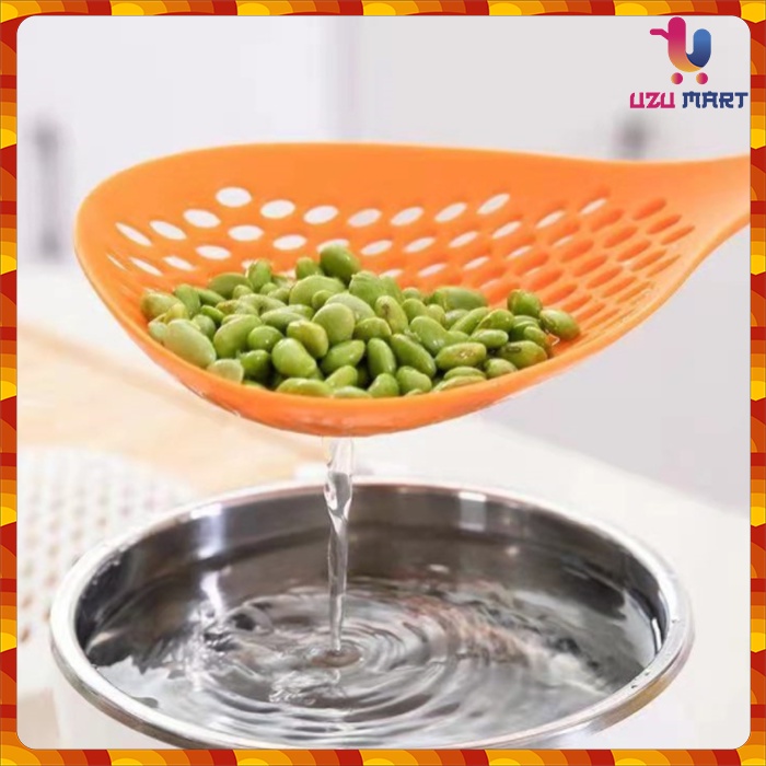 UZUMART NIHON Centong Saringan Mie Centong Plastik Spatula & Centong Penyaring Mie Serbaguna Silikon