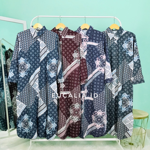 eucalia SAVANNAH TUNIC Tunik blouse wanita rayon motif etnik dengan slit belahan