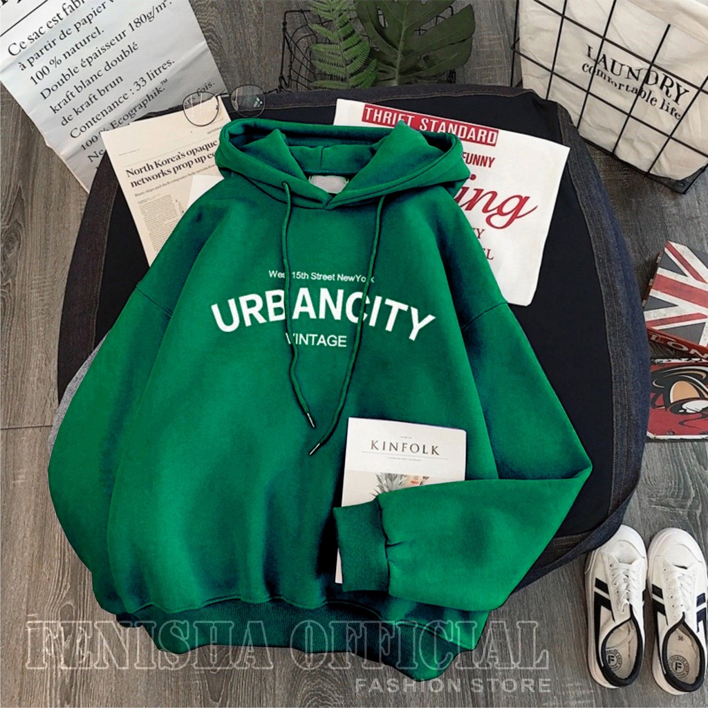 FenishaStore Sweater Hoodie Wanita URBAN CITY Size M-L-XL-XXL Bisa Bayar Ditempat COD