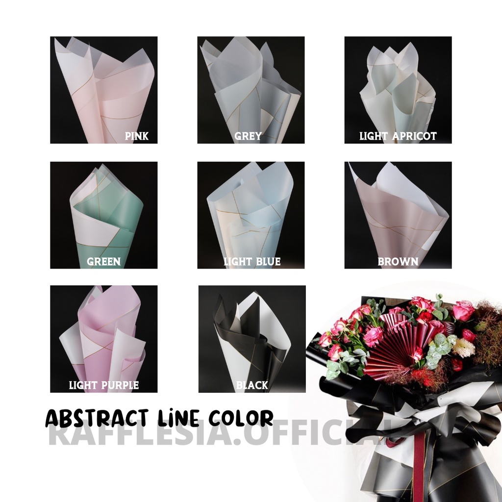 

[5 LEMBAR] FLOWER WRAPPING ABSTRACT LINE COLOR CELLOPHANE WATERPROOF KERTAS BUKET BUNGA (ECER)/ FLOWER WRAP