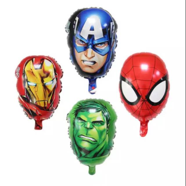 Balon kepala super hero/spiderman/hulk/iron man/captain america 40cm