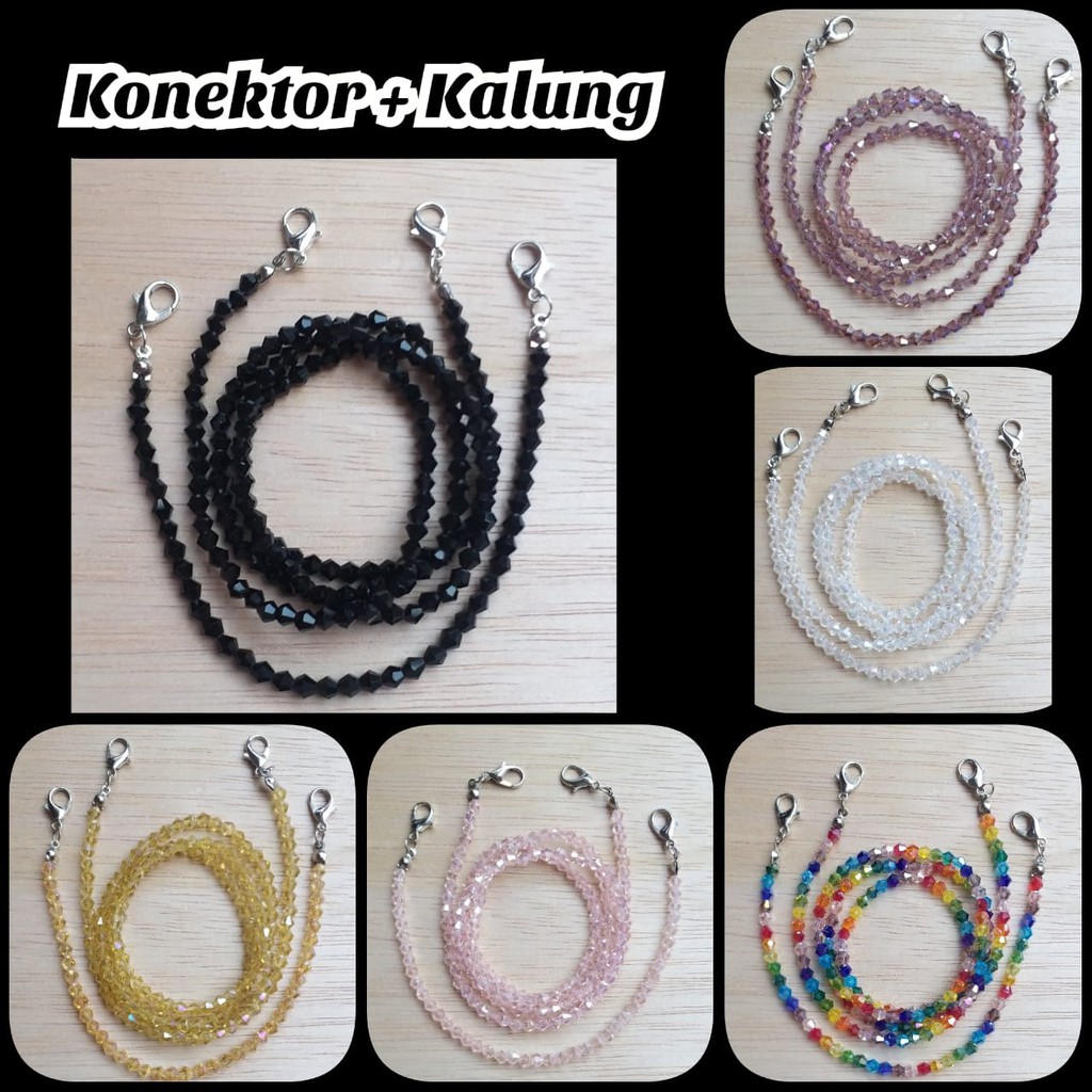 Kalung Masker - Konektor Masker - Pengait Rantai Masker - Set Kalung Konektor Kristal