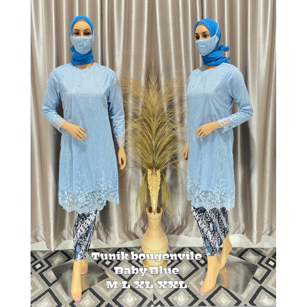 MEM&gt; KEBAYA TUNIK ADIVA - BAJU TUNIK TULLE MUTIARA - TUNIK KEBAYA TERLARIS - KEBAYA PESTA MODERN