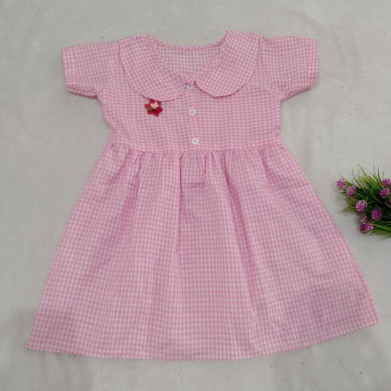 Dress Anak 1 2 Tahun cewek perempuan Baju motif kotak Polka(Dress Wonder women)