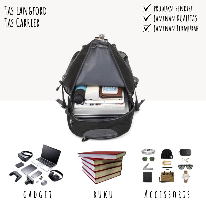 Tas Ransel Pria Cowok Ransel Backpack Carrier laptop 14 inch Hiking Import Terbaru Pria Cowok