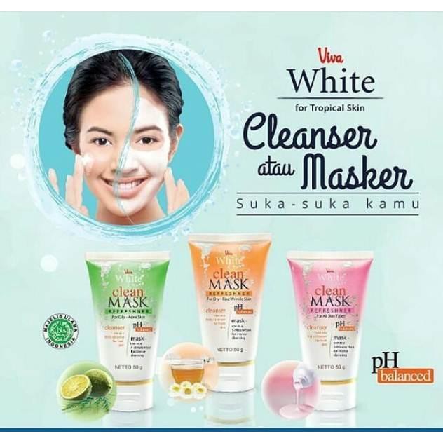 Viva White Clean and Mask (Facial Wash dan Masker) - 50GR