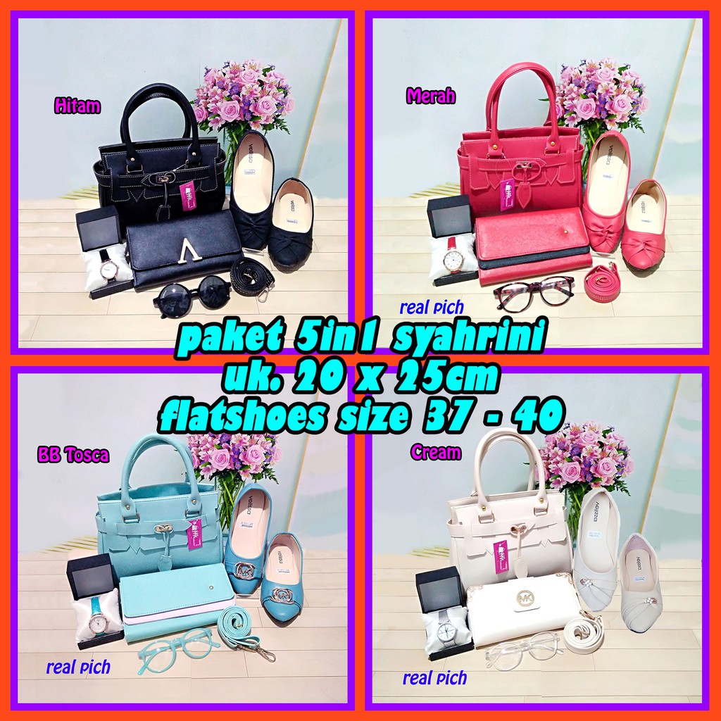 TAS WANITA PAKET 5IN1 SYAHRINI FLATSHOES