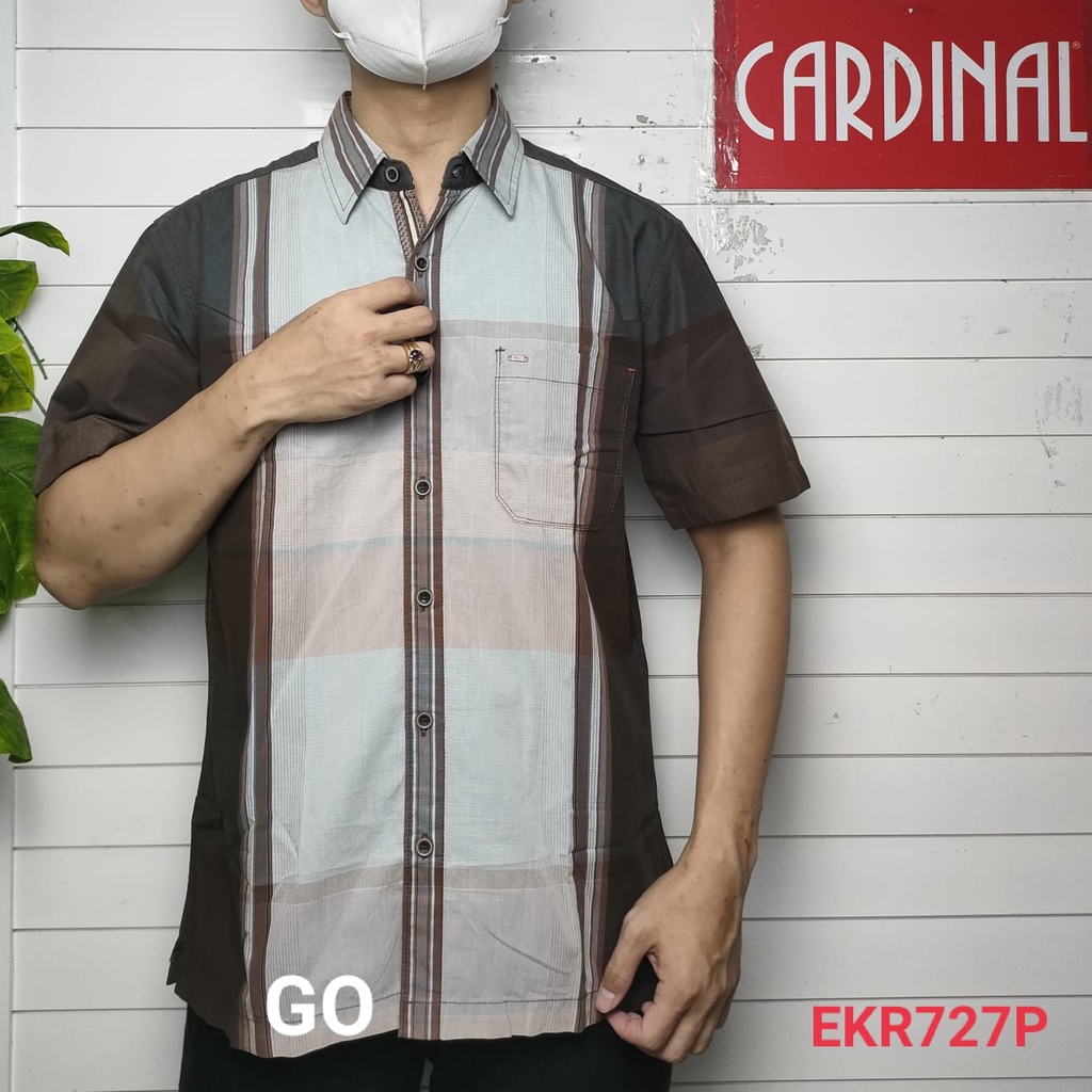 gof CXR CARDINAL KEMEJA CASUAL Pakaian Atasan Pria Kemeja Reguler Hem Casual Santai Lengan Pendek