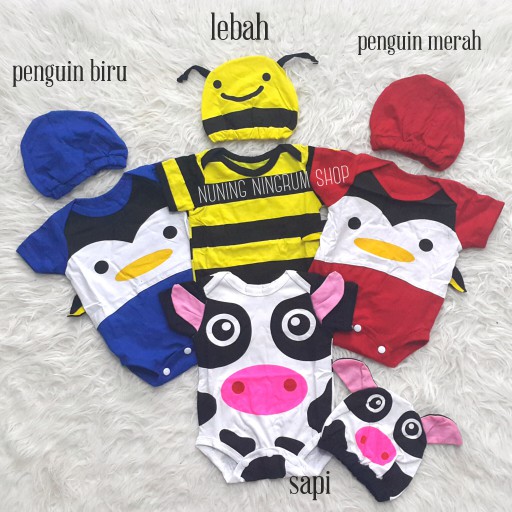 NNS PAKAIAN BABY LUCU Jumper Hewan Baby Costume Kostum Bayi Set Topi Lucu