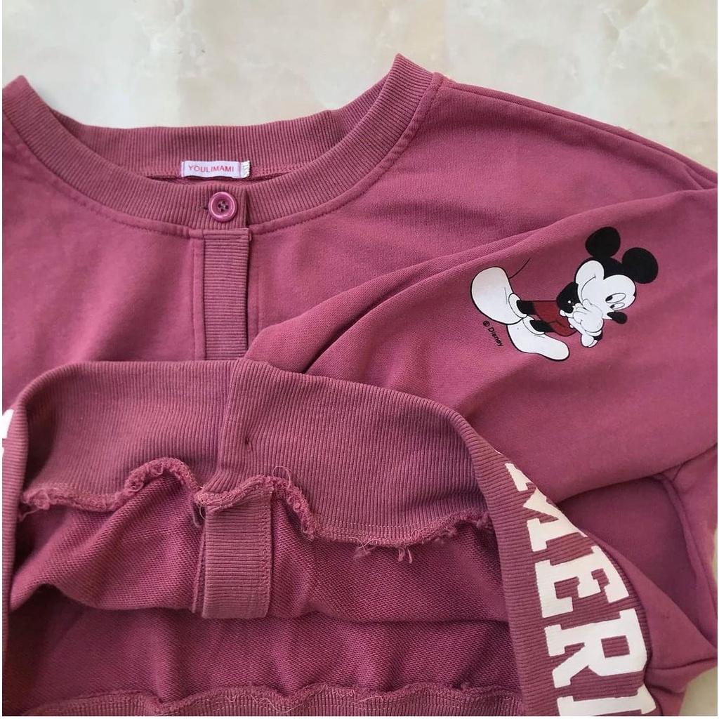 Sweater crope Wanita - AMERICAN MOUSE CARDIE outher sweater - cardigan outer sweater wanita terbaru