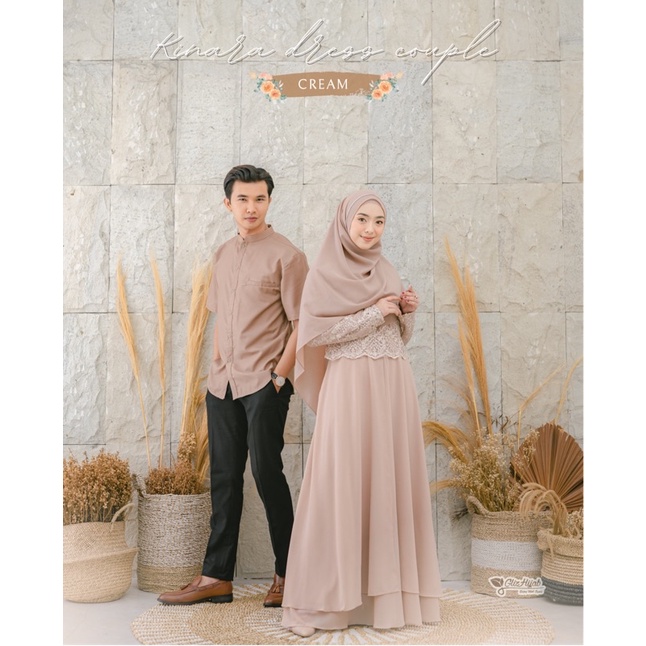 GlizHijab | Kinara Dress | Sarimbit 1 Set Gamis & Pashmina Bahan Babydoll Baju Kondangan Wanita Brokat Size XS - JUMBO-CHOCONUDE