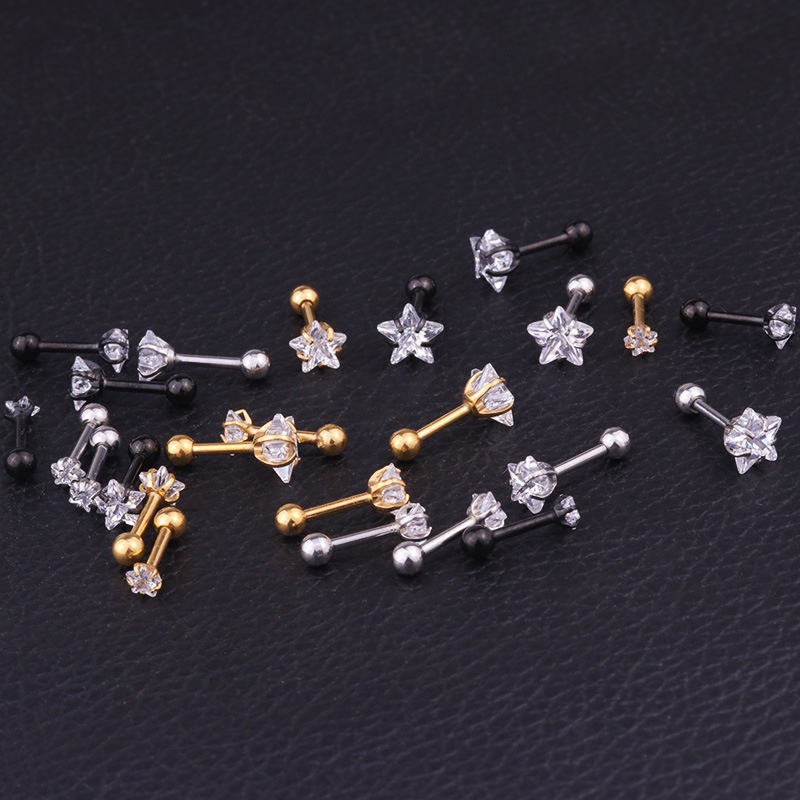 1 Pcs European American Style Prevent Allergy Stainless Steel Star Shape Women Earring