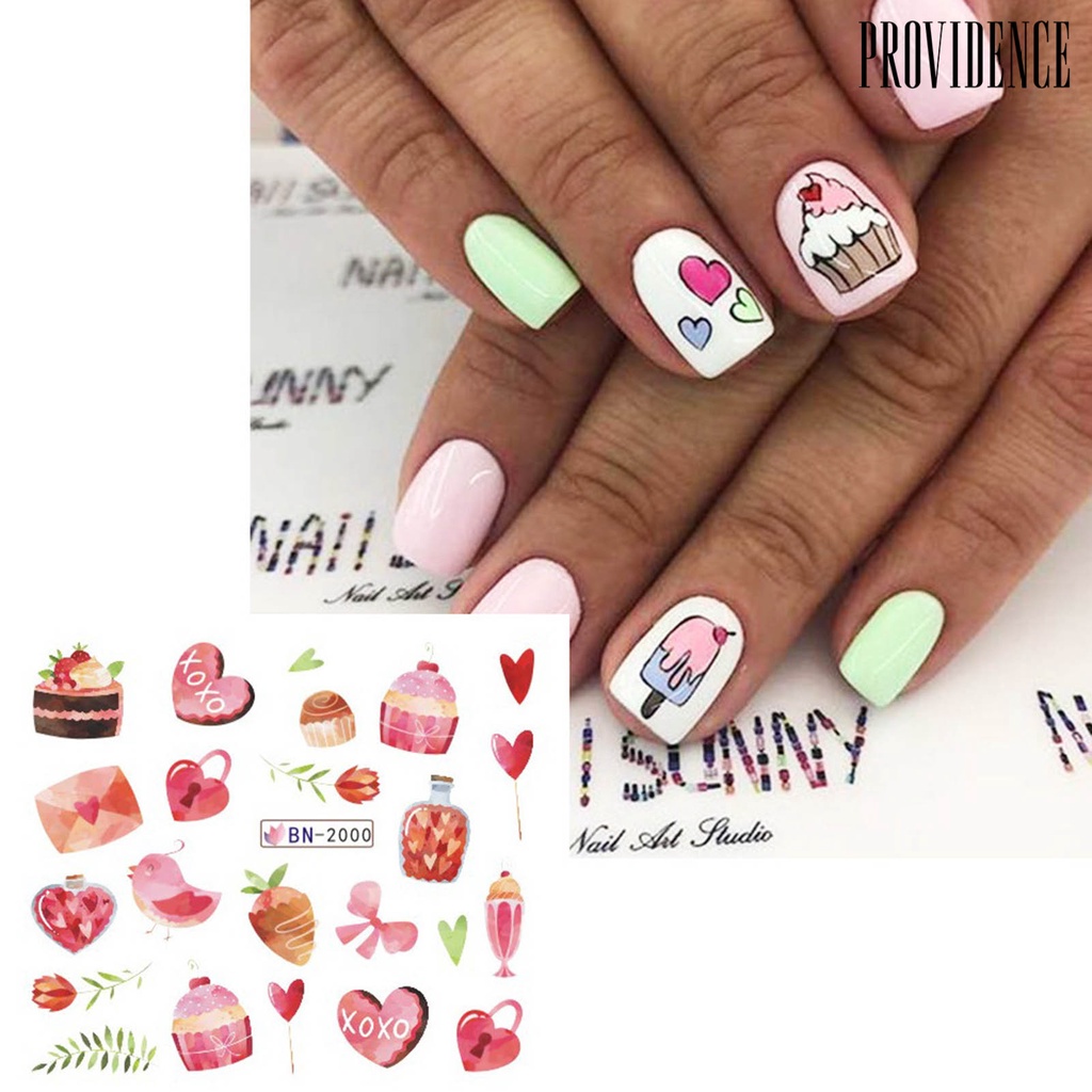 Providence Stiker Kuku Ultra Tipis Motif Hati / Bibir Romantis Untuk Manicure / Hari Valentine