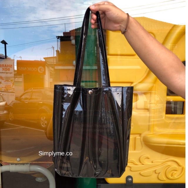 TOTEBAG TRANSPARANT BLACK / TOTE BAG TRANSPARAN BAG TOTE BAG PVC / TAS WANITA TRANSPARAN HITAM