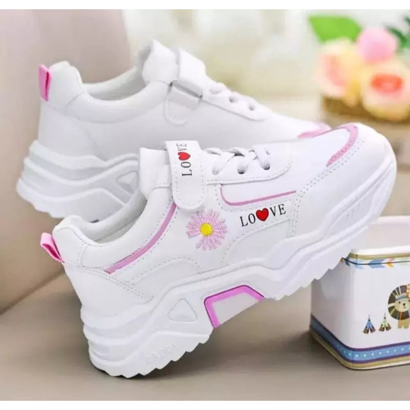 Sepatu Sneakers Anak Wanita(perempuan) Motif Bunga Termurah Terlaris/Sneakers Anak Wanita Kekinian