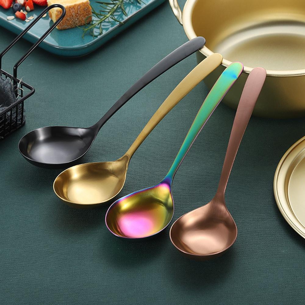 [Elegan] Sendok Sup Rumah Tangga Emas/Rose Gold Peralatan Makan Perlengkapan Restoran Alat Dapur Alat Masak Set Sendok