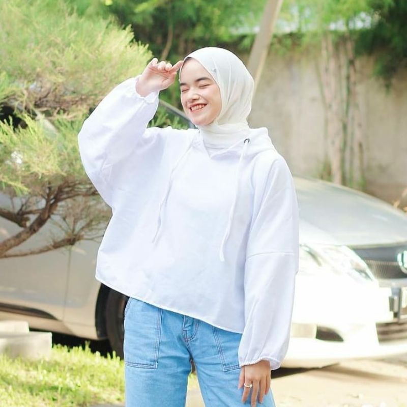 Hoodie Balon Fleece  - Jaket Hoodie Tudung Oversize Lengan Balon