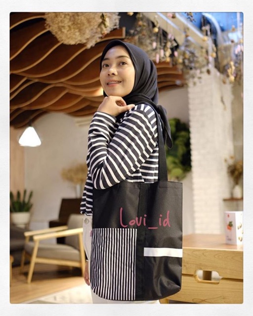 Lovi_id -  Zanet Navy Tas Totebag Slempang