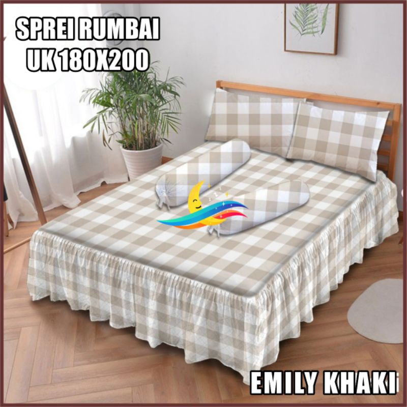 Sprei Homemade Rumbai Rempel Polos Embos Kotak Aesthetic Murah  No 1 King 180x200
