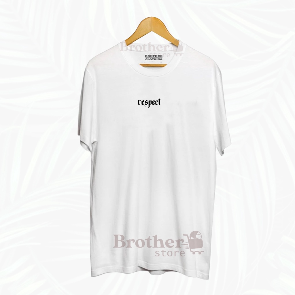 Brother store Kaos Distro Pria Articlel respect KAOS TEXT print  pria abu misty Premium