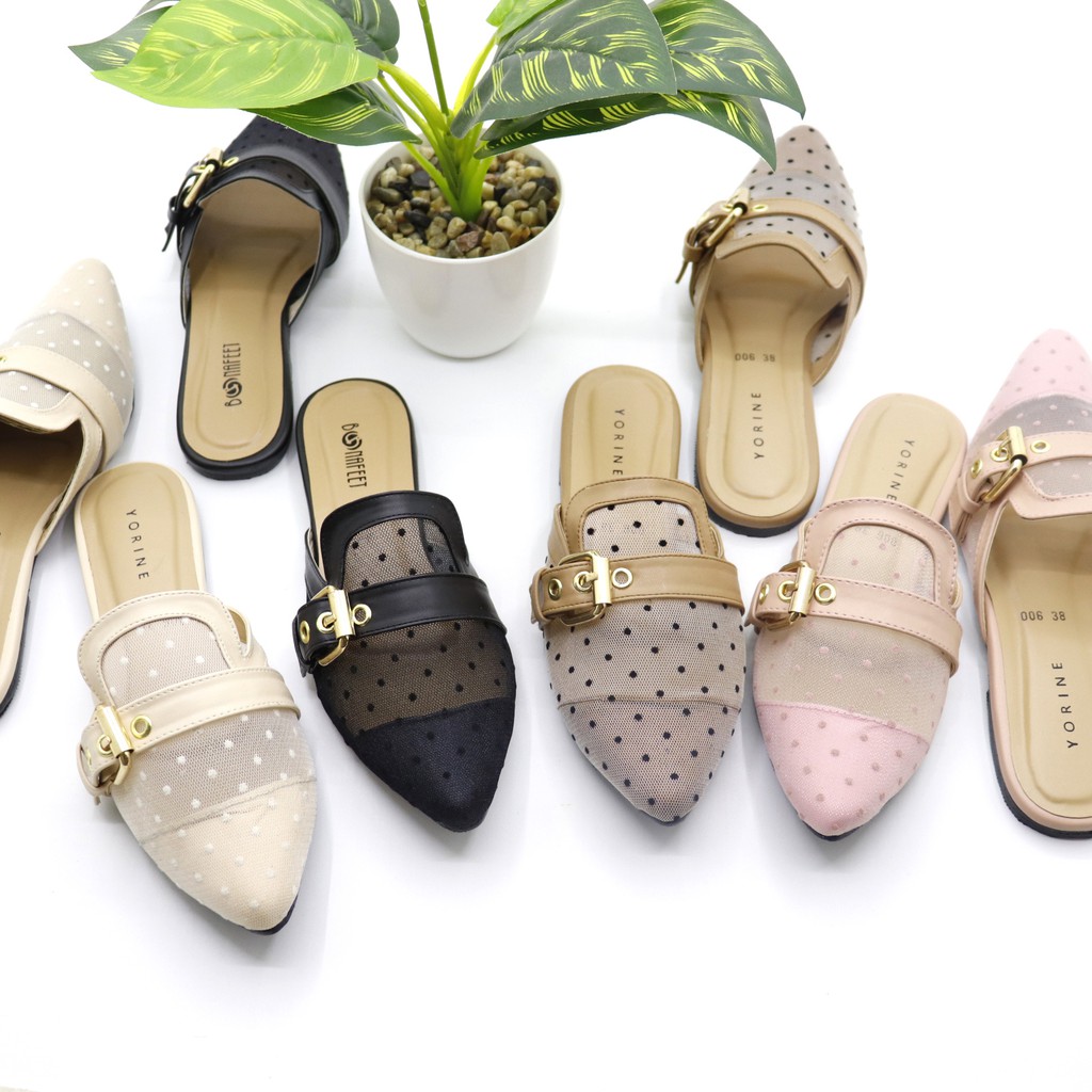 SBM STORE KAILA MULES JARING SEPATU CEWEK FLAT SHOES TEPLEK TERBARU TREND 2023