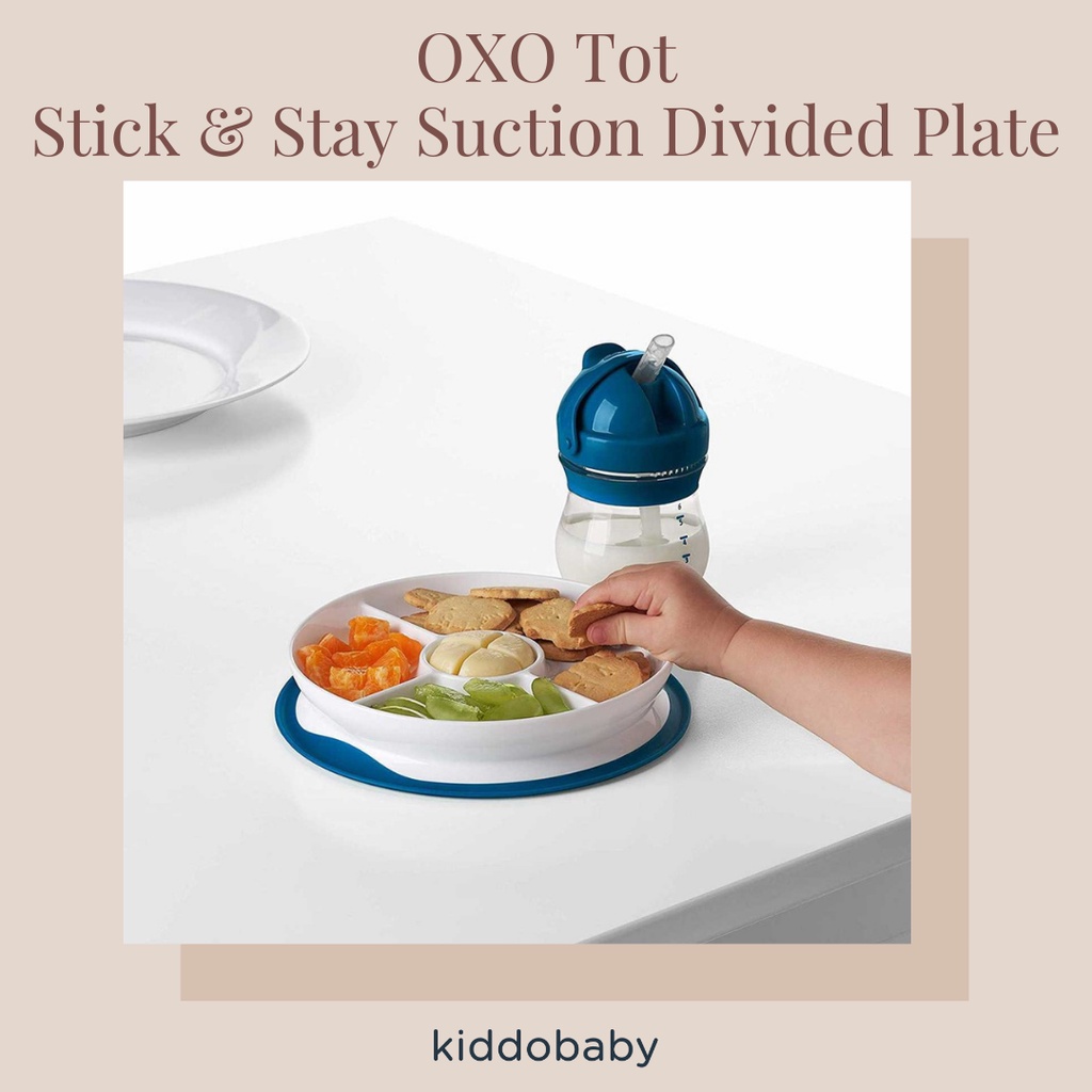 OXO Tot Stick &amp; Stay Suction Divided Plate | Piring Makan | Piring Anak