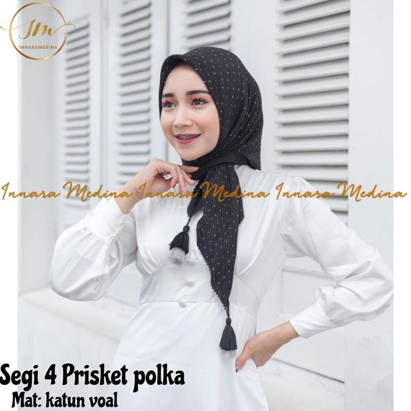 INNARA  | Segi Empat Plisket Tassel polka