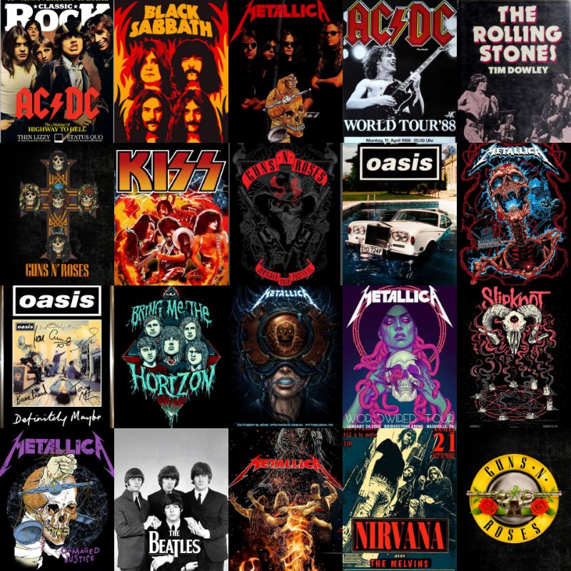 [16PCS] Poster Dinding Paling Murah Desain Metalica Dan Band