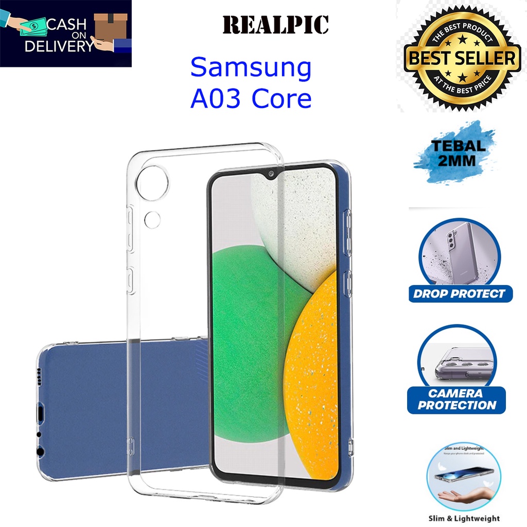 Case Samsung Galaxy A03 Core Casing Clear HD KETEBALAN 2MM BENING TRANSPARAN TPU Premium Softcase